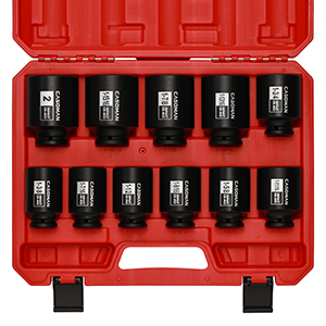 CASOMAN 11PCS 1/2-Inch Drive Large Impact Socket Set, 6 Point, 1-3/8-Inch to 2-Inch