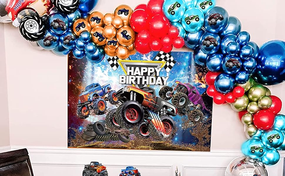 63 PCS Monster Truck Birthday Party Supplies Monster Trucks