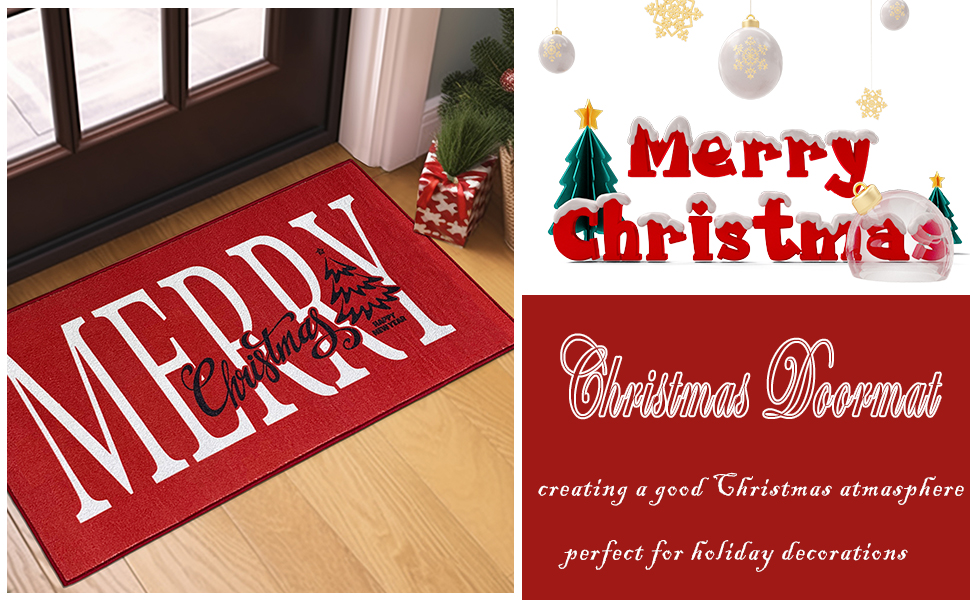 PureCozy Christmas Door Mat Red Indoor Outdoor