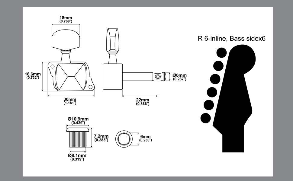 Musiclily Pro 6 in line Semi Sealed Electric Guitar Machine