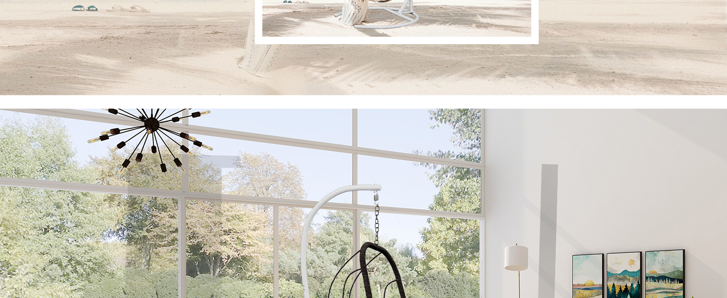 Hammock Stand Only Hammock Chair Stand Only Hanging Chair Stand Only Swing Stand Frame Outdoor Indoor Egg Chair Stand Only C Stand for Hanging Chair Swing Porch Heavy Duty (White) 10 2