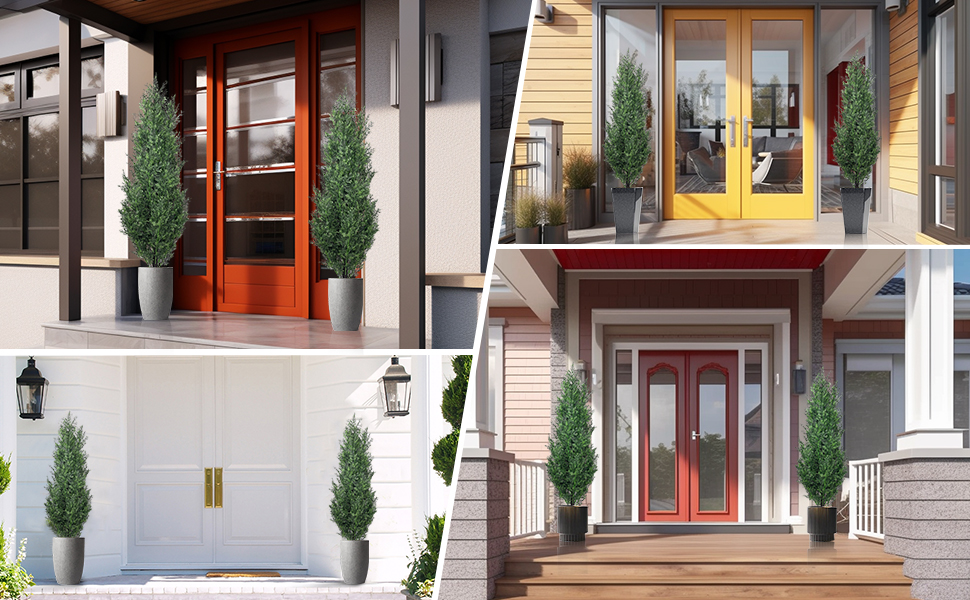 Artificial Cedar Topiary Trees 5ft, Set of 2 Artificial Cedar Tree Faux