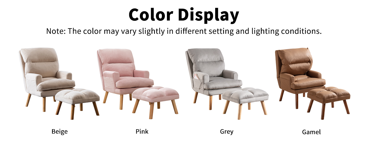 CANMOV Modern Accent Chair with Ottoman