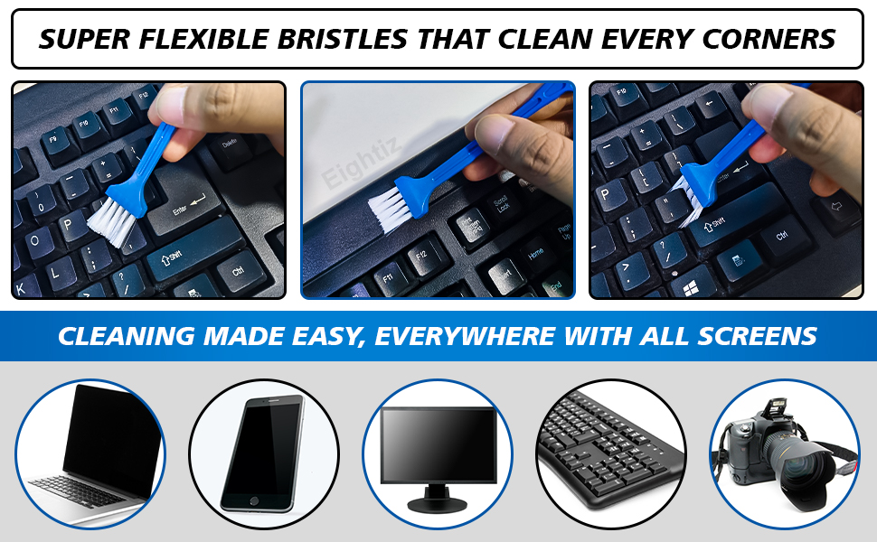 3-in-1 Screen Cleaning Kit with Soft Brush & Cloth | 100ml Spray for Laptop, PC, LCD, Electronics