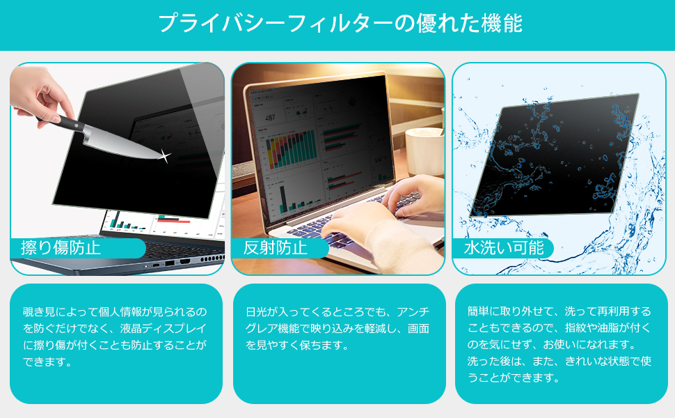 未使用品4枚　14インチ のぞき見防止フィルター 覗き見防止フィルター 14インチ」通販 - アスクル