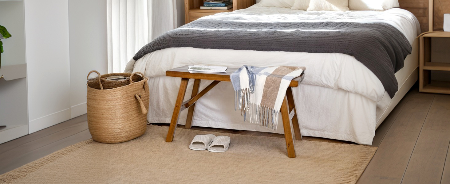 wooden farmhouse bench