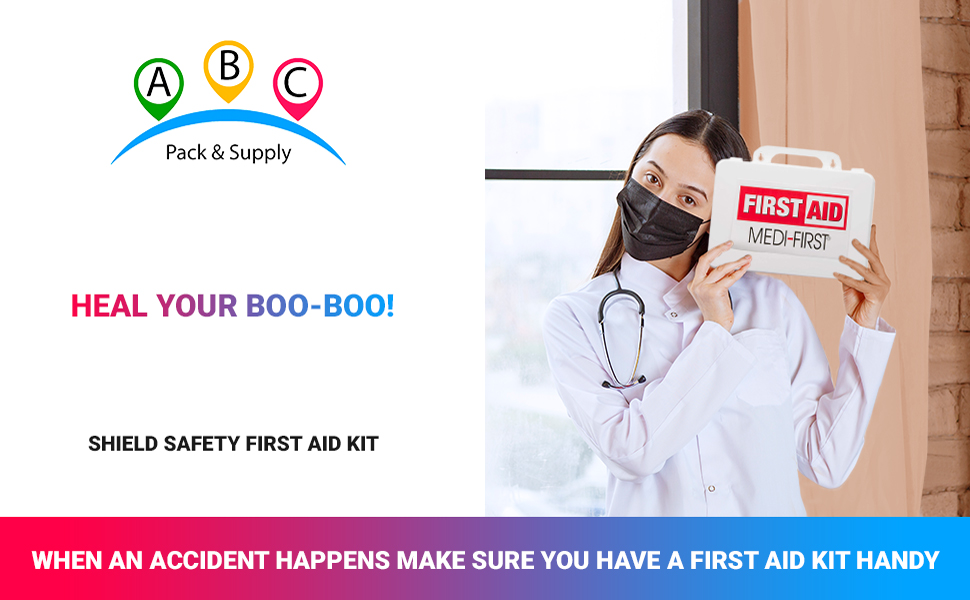 ABC Shield Safety First Aid Kit For College Dorm Student Sports First Aid Kit For School Emergency