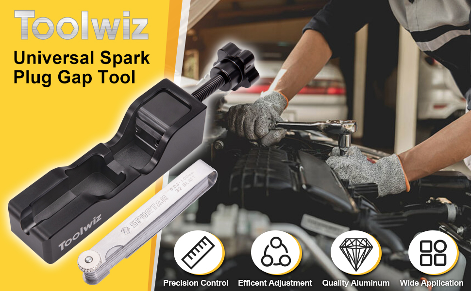 Toolwiz Spark Plug Gap Tool with 32 Blade Steel Feeler Gauge, Universal