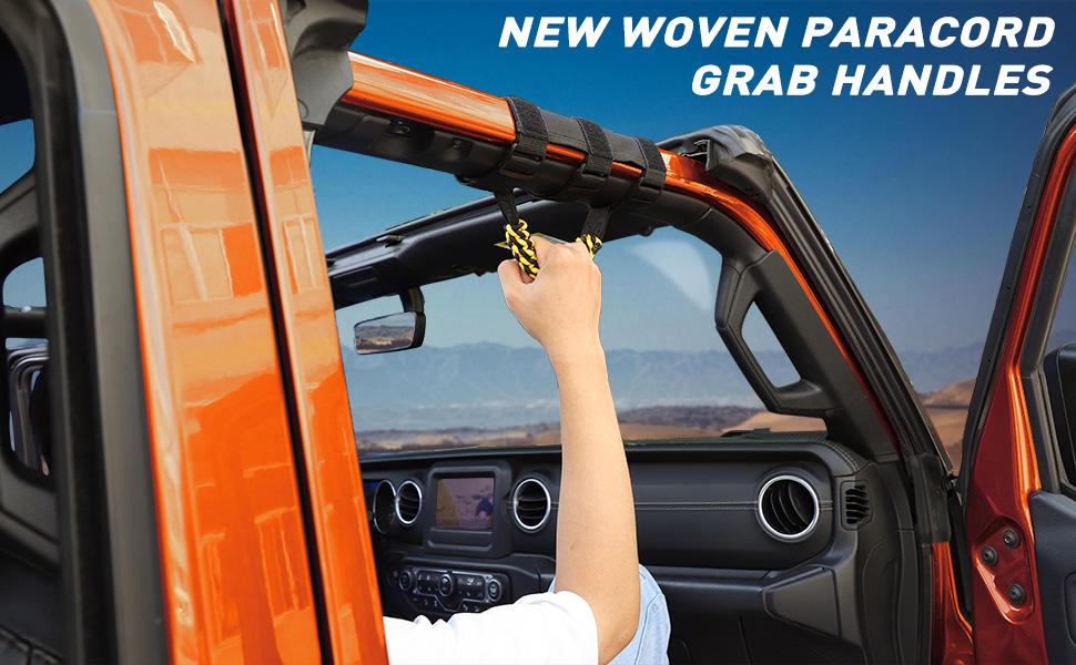 Savadicar 2 x Roll Bar Grab Handles, Circular Weave Grip