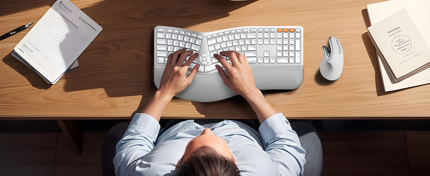 Backlit Wireless Ergonomic Keyboard
