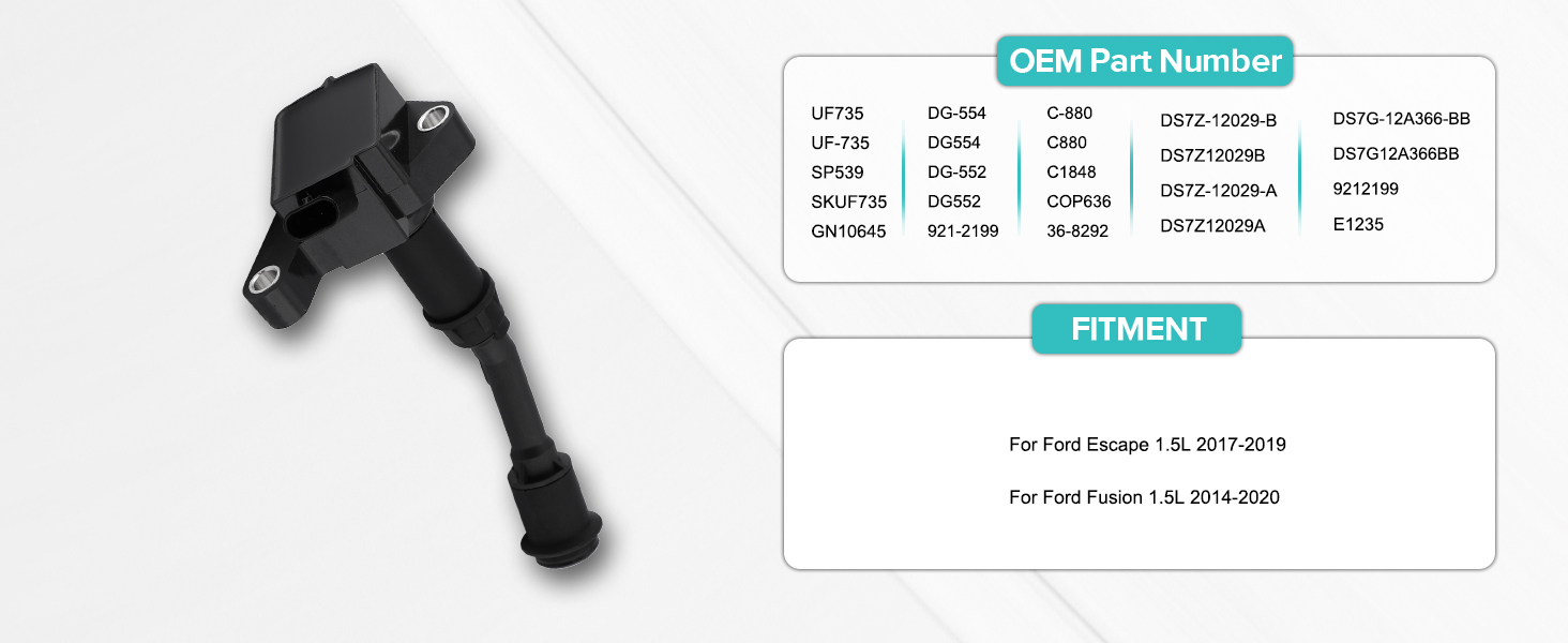 AULINK 4PCS UF735 Ignition Coil Pack  (1.5L L4 Only) For Ford 2014 2015-2020 Fusion,
