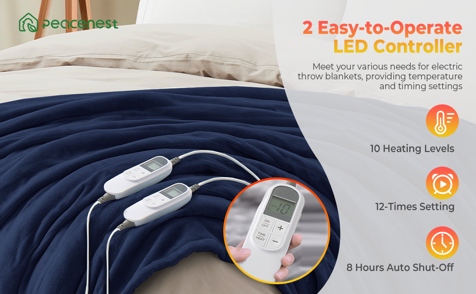 Peace nest Electric Blanket Queen Size Heated Blanket Throw
