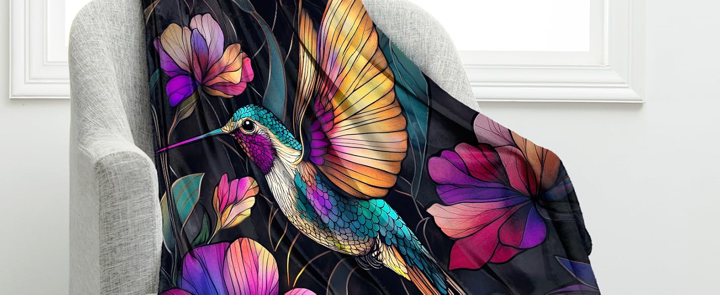 Jekeno Hummingbird Floral Blanket Gifts
