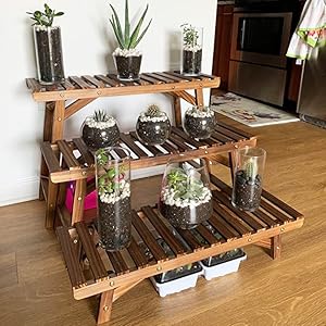 Amazon.co.jp: Susire フラワースタンド 屋外 室内 3段 木製