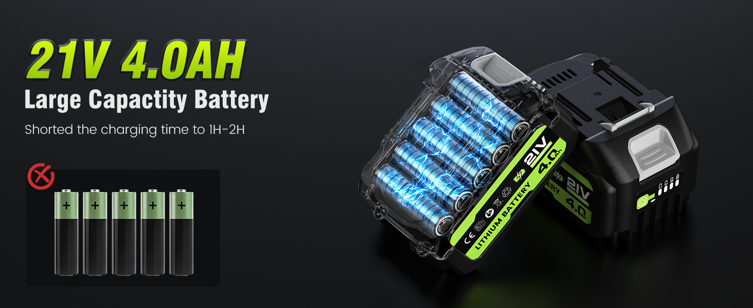 impact wrench has two large capacity battery