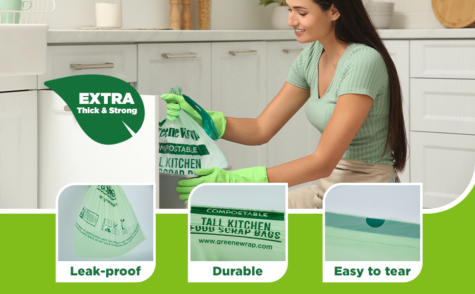 drawstring compost trash bags heavy duty for daily use