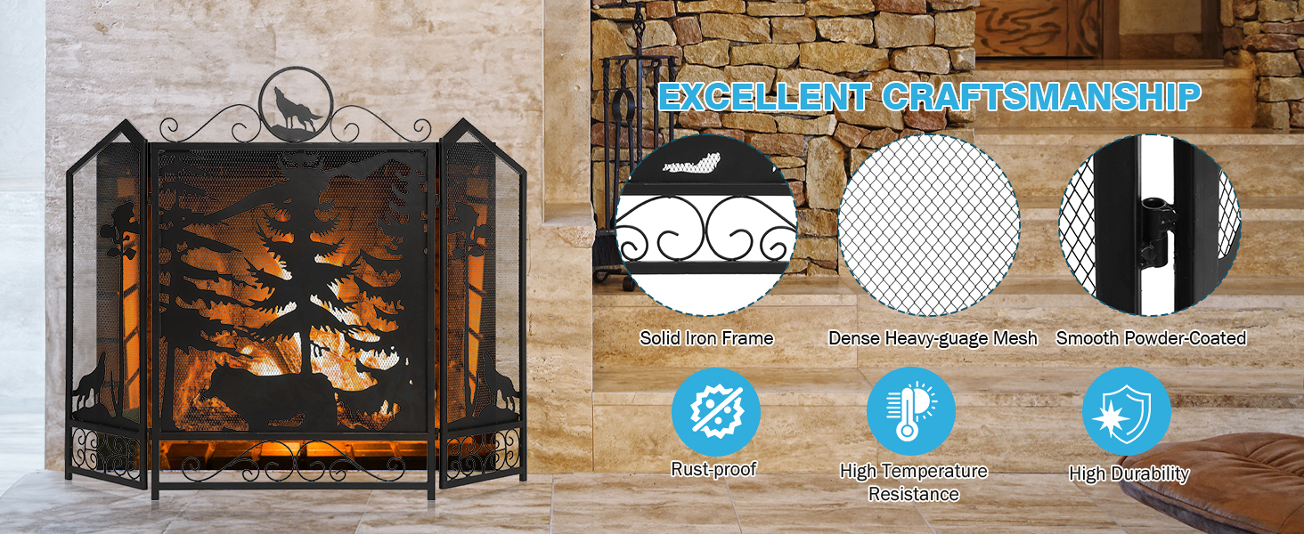 fireplace guards for babies, fireplace protector for baby, rustic fireplace guard, spark guard