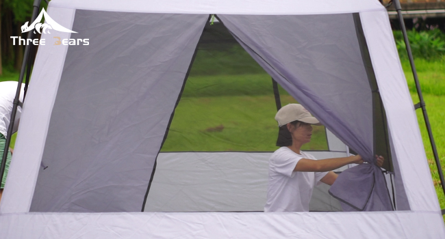 Tent interior privacy door panel