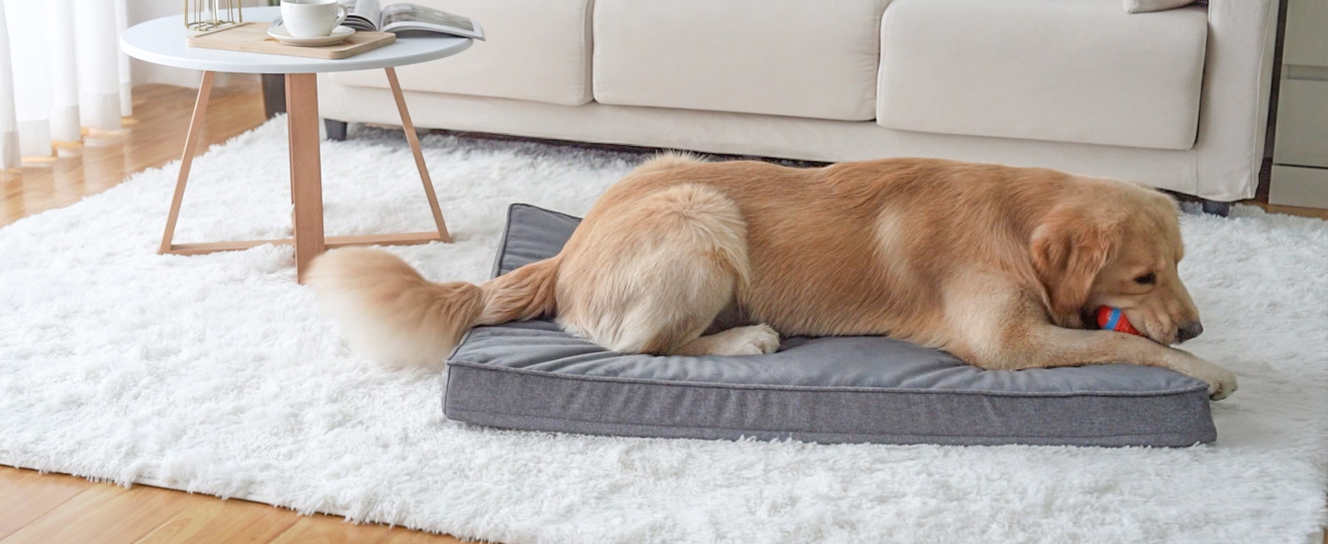 Vamcheer Large Dog Bed Washable Orthopedic Waterproof Dog Bed, Egg Crate Memory Foam Dog