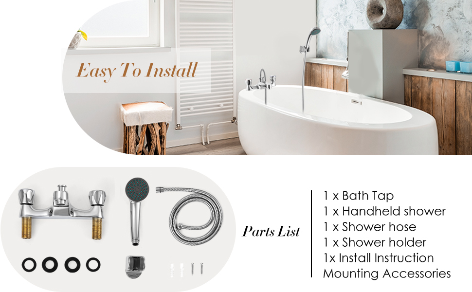 Mighbow Bath Taps with Shower Attachment Bath Shower Mixer Tap Double