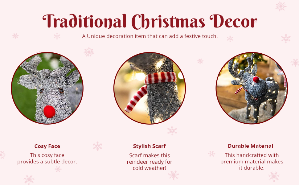 Marco Paul Christmas Reindeer with LED Light Battery Operated Artificial Reindeer Christmas