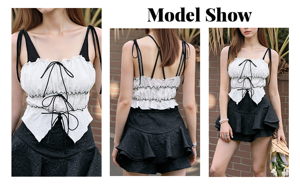 color block bow camis