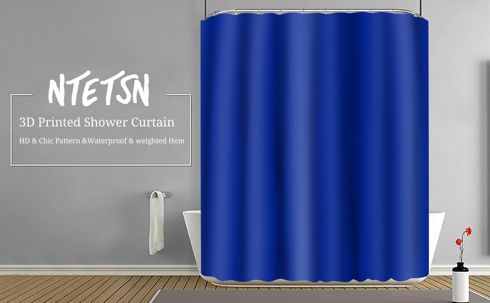 NTETSN Royal Blue Fabric Luxury Shower Curtain, Classic