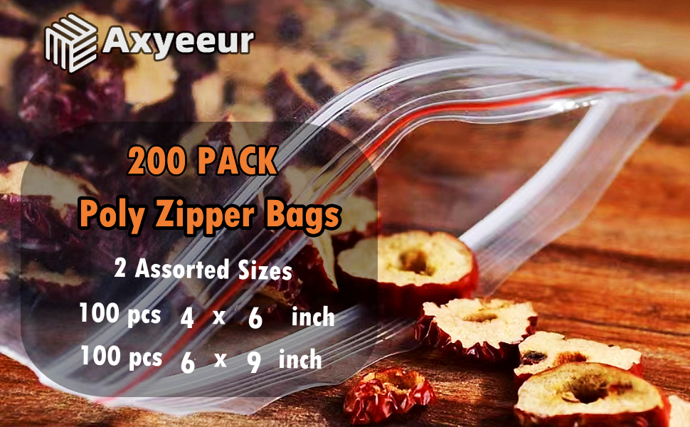 200 Pack Poly Zipper Bags,2 Different Size Small Craft