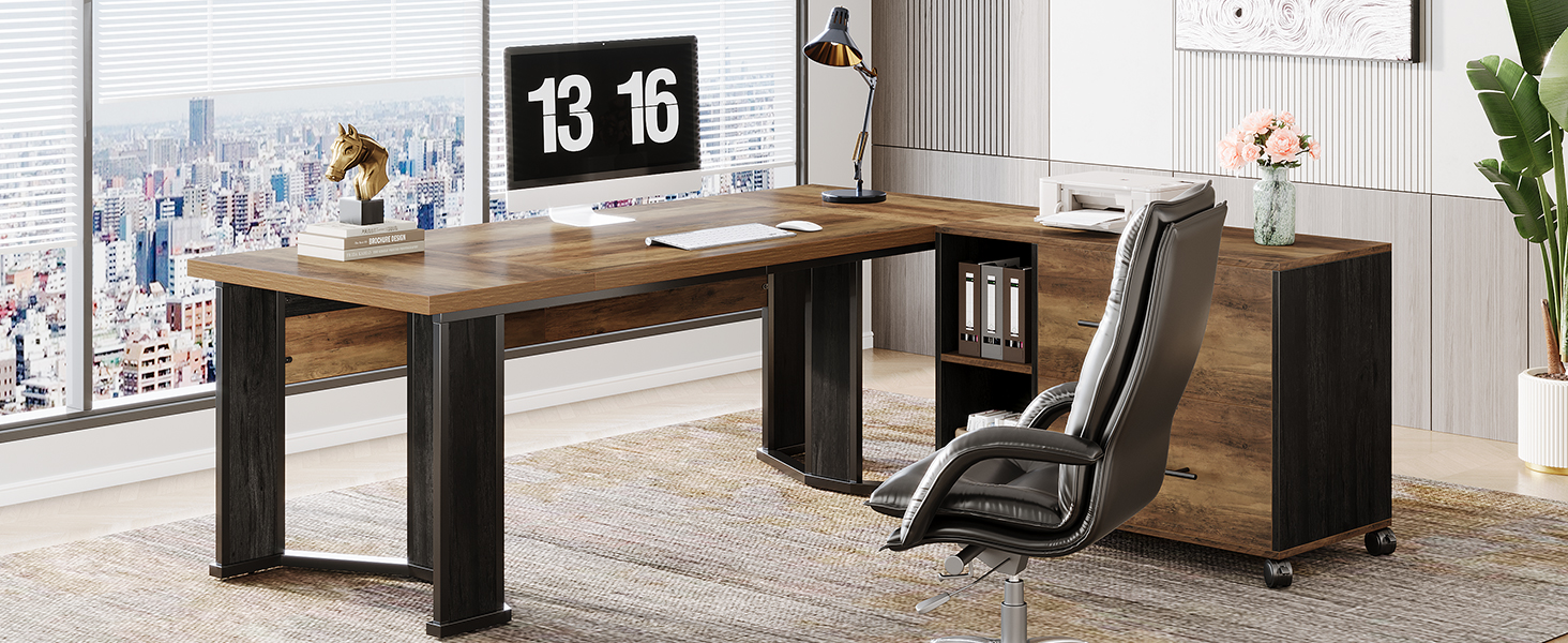 Tribesigns 70.86&#34; Executive Desk with Mobile File Cabinet
