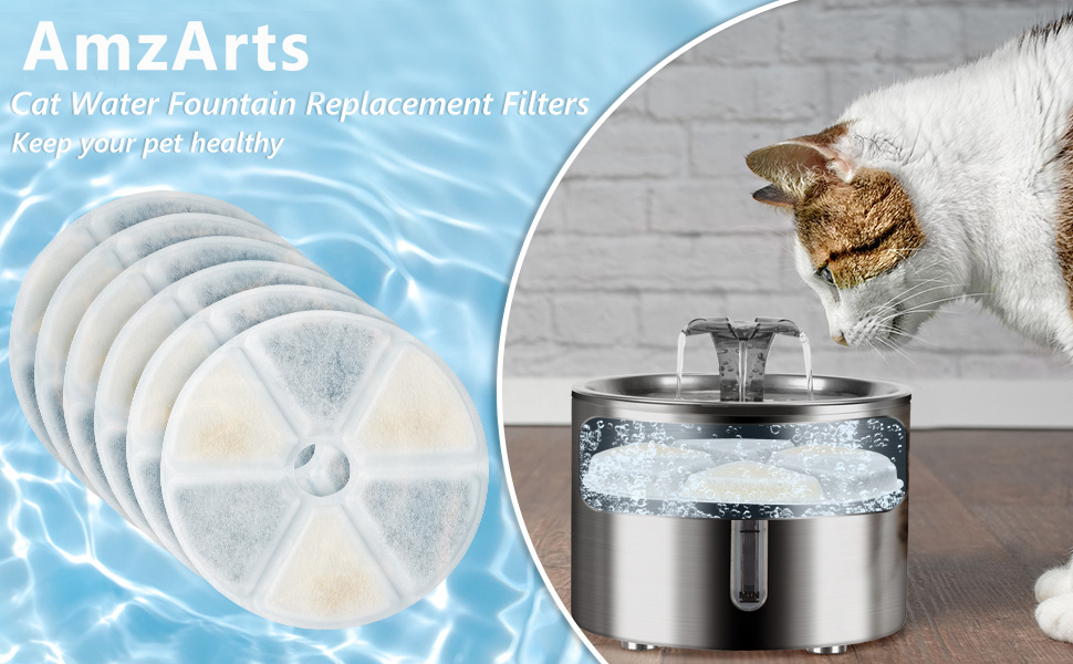 AmzArts Replacement Filters for Cat Fountain, 6 Packs Foam
