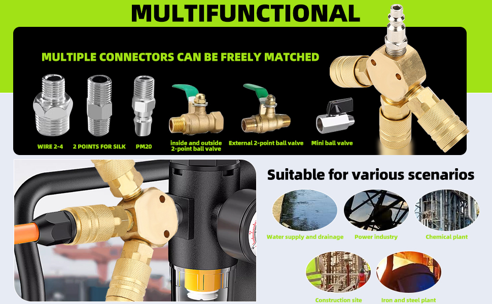 【ajouter flow】af l logo 3way MA-1 Pacify 3 Way Air Manifold Steel 1/4'' Universal Air Hose