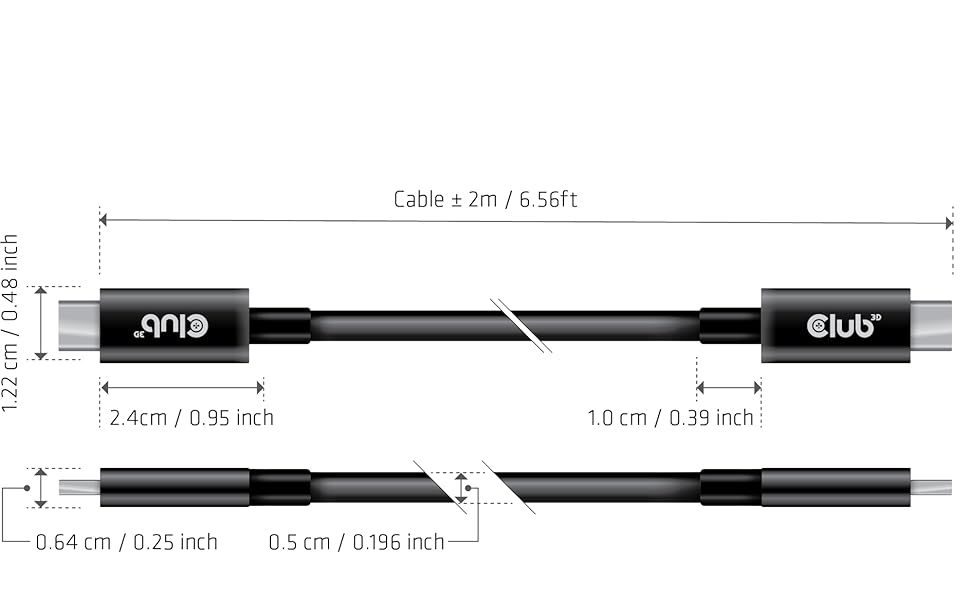 Amazon.co.jp: Club 3D USB4 Gen3x2 Type C 双方向 ケーブル