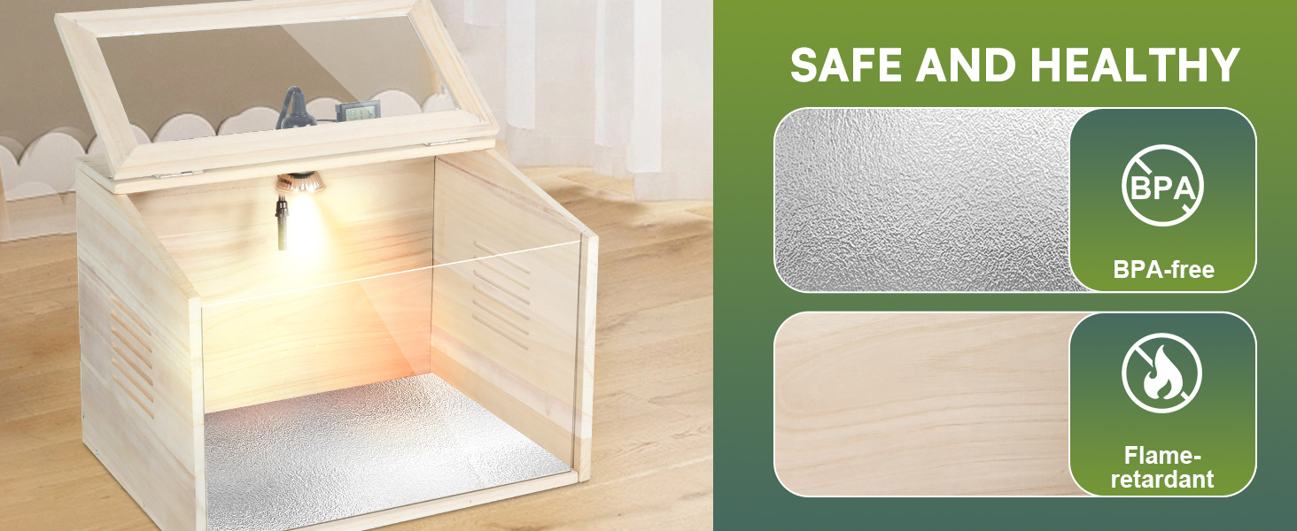 WISMOIER Wooden Brooder Box for Chicks Starter Kit with Heat Lamp