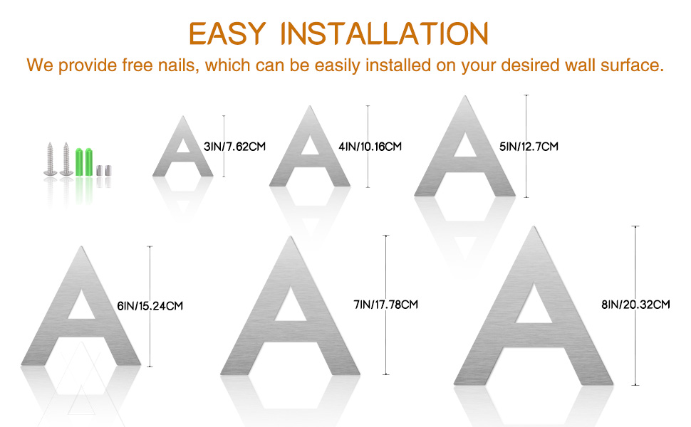 4 Inches Stainless Steel Floating Door Numbers and Metal