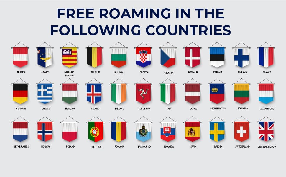 travSIM Europe SIM Card 12GB Mobile Data at 4G/5G speeds Free