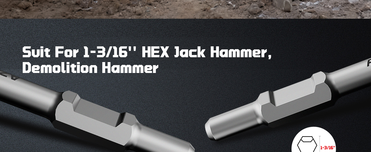 1-3/16" HEX Clay Spade Bit - Jack Hammer Compatible -11