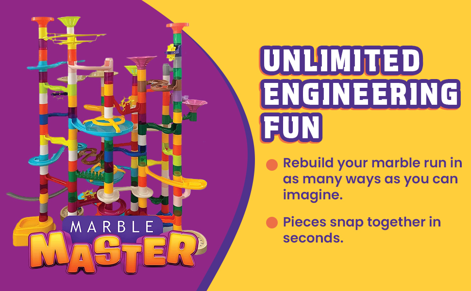 Marble Master Marble Run 200pc Building Set & Glow in The