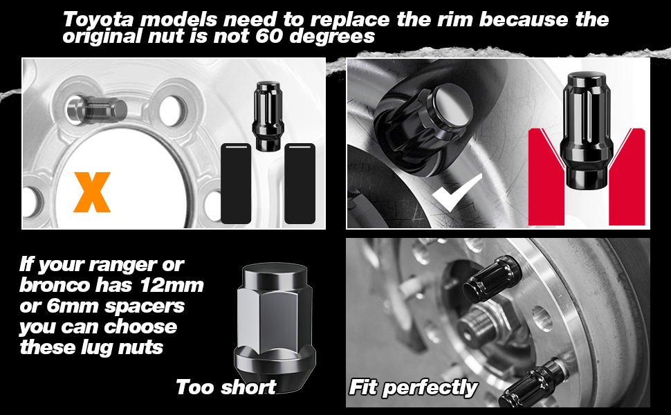 KSP M12x1.5 Extended Lug Nuts, 24PCS 6 Spline Tuner Closed