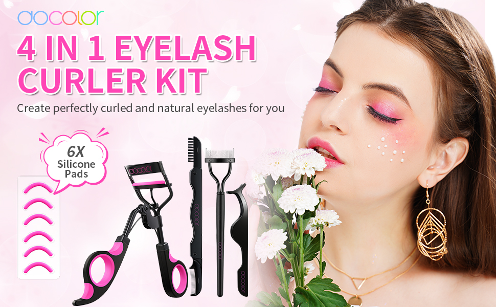 Docolor Eyelash Curler Kit, 4 in 1 Lash Curler Kit with 6 Extra
