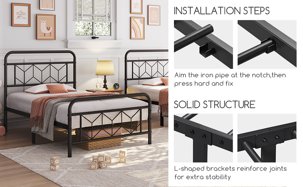 Minimalistischer Einzelbett mit Geometrischem Design 3