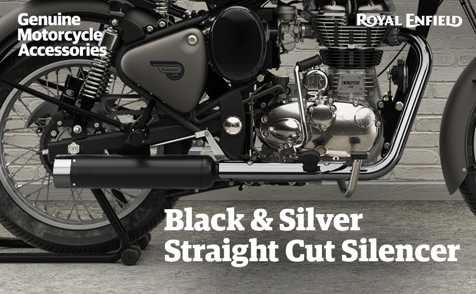 Royal Enfield 1990724 Black And Silver Straightcut SilencerIn for