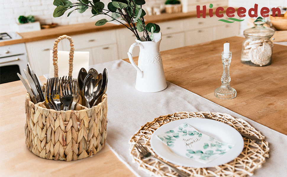 Hiceeden 2 Pack Utensil Caddy with Handle for Countertop, Water