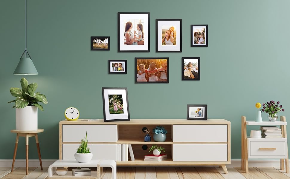 Lavezee 9x12 Picture Frame Set of 9, Made to Display Photos 6x8 with