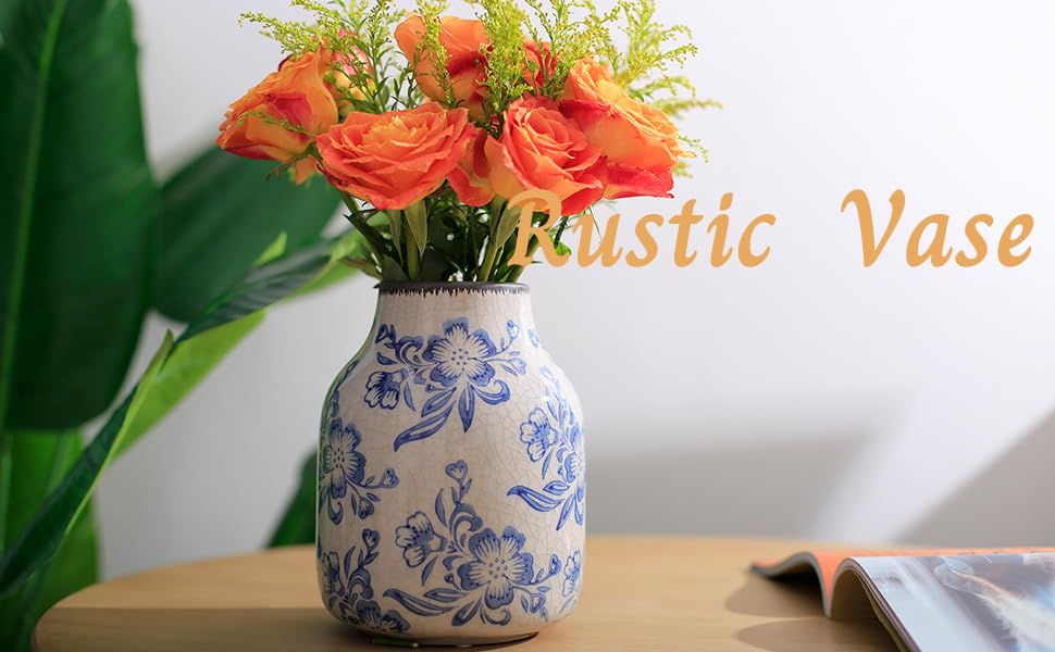 Amazon.com: Vintage Blue and White Porcelain Flower Vase