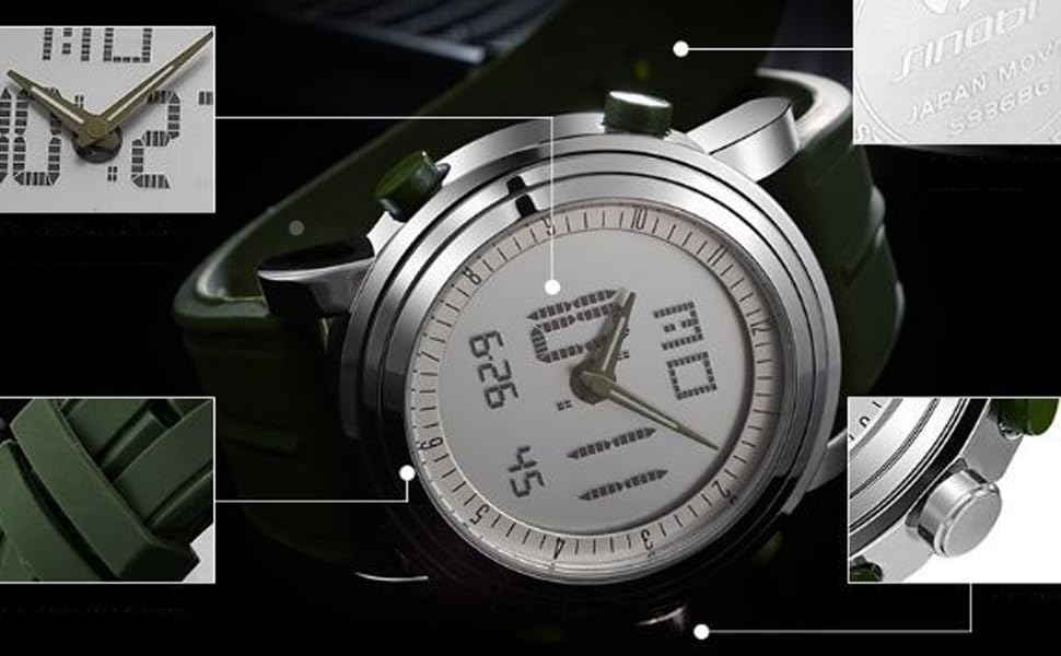 Mua デジタル時計 メンズ 腕時計 デュアルタイム アナデジ表示