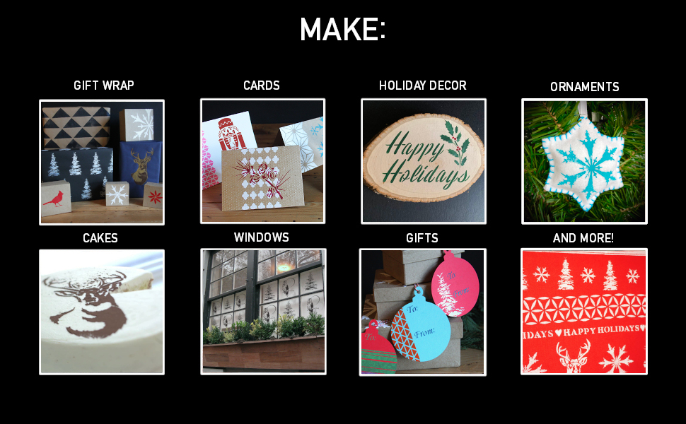 Several holiday stencil projects