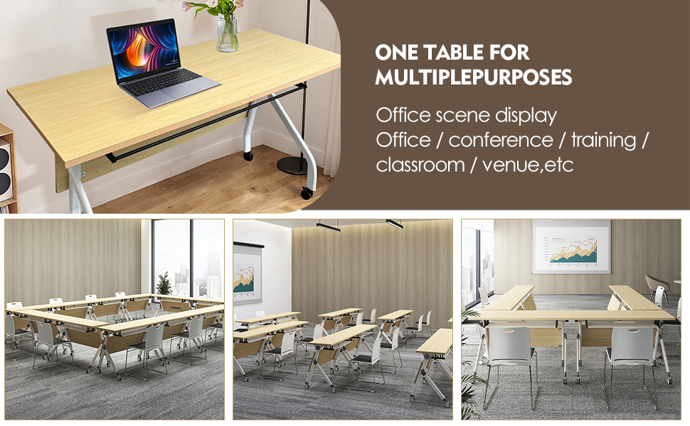 Amazon.com: Folding Conference Table 6-10 People,6 Pack Mobile ...