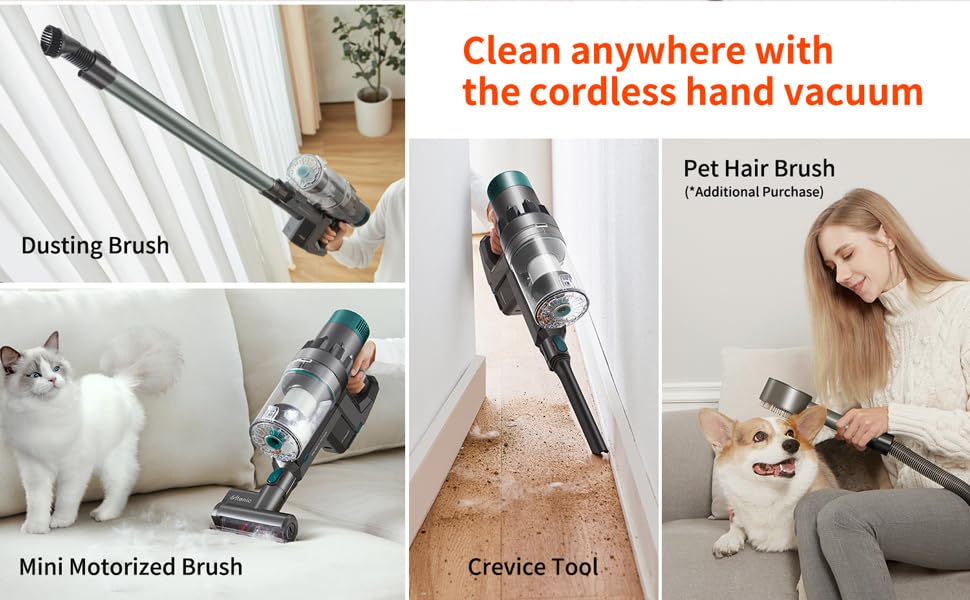 ULTENIC U11 Pro - Cordless Vacuum Cleaner - 25000Pa - 4 In 1 - LED - 2200mAh Detachable Battery And 50Mins Runtime For Hard Floor Carpet Car Pet Hair 11 cover to an handheld vacuum cleaner