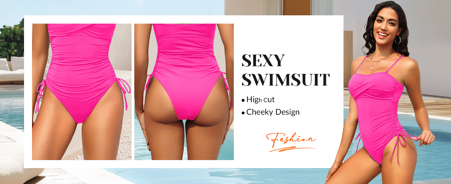 tummy control sexy swimsuit sexy one piece bathing suit pink swimwear pink one piece bathing suit