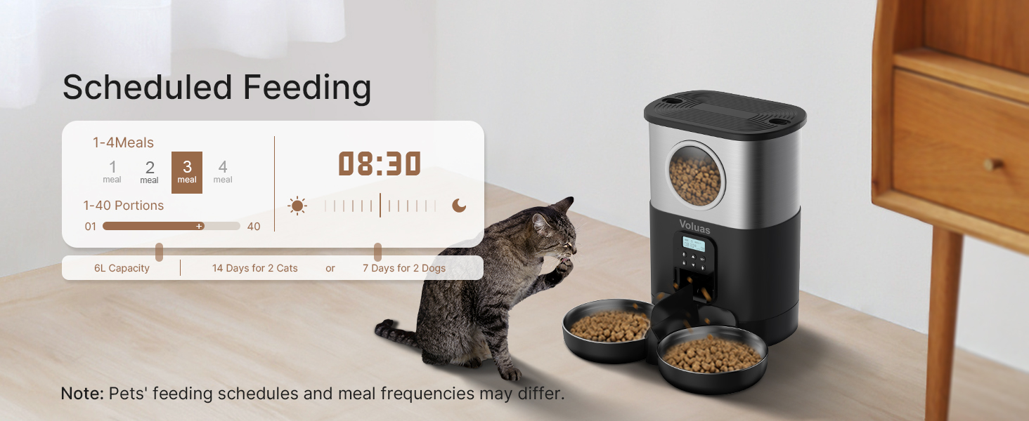 Pet Supplies VOLUAS Automatic Cat Feeders for Two Cats, Pet Feeder